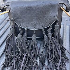 SOLD!! Black Fringe Accent Crossbody Bag